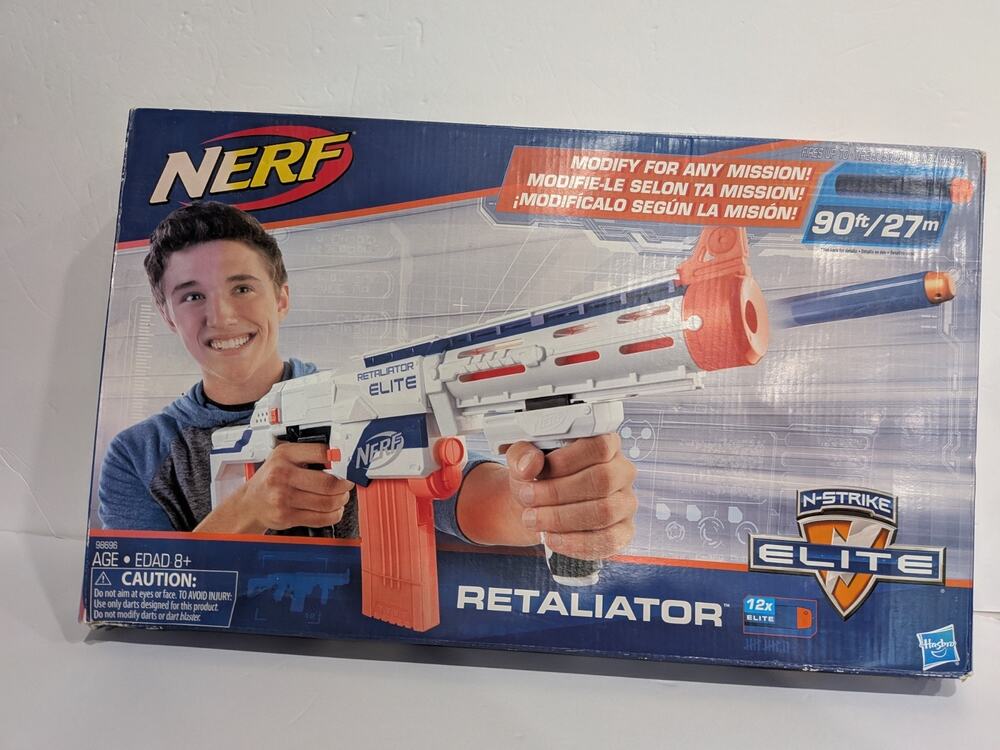 NERF Retaliator ELITE N-STRIKE BLUE Blaster Barrel Stock New/damaged Box